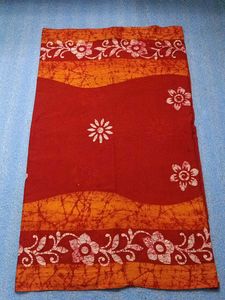 Red &amp; Orange Batik Saree