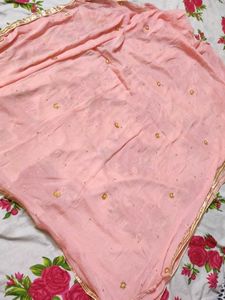 Peach Embroidered Sharara Suit