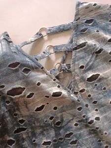 Trendy Korean Top Ripped