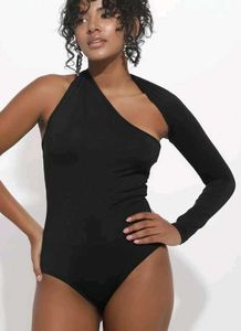 Asymmetric Black Bodysuit