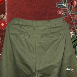 Olive straight wide leg high waisted pants