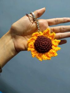 Crochet Sunflower Keychain - Handmade Accessory
