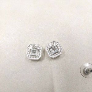 Pure Silver Square Shape AD Studs/Earrings 1 pair