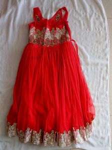 Orange Embroidered Girls Dress.