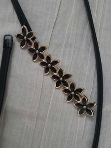 Black Floral Stretch Belt