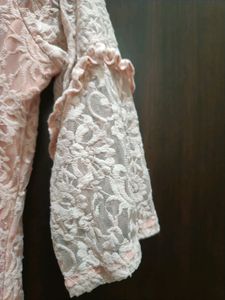 Pink Jali Upper Top, With Lining