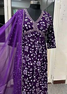 Purple Floral Anarkali Suit