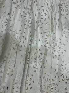 White Floral Cutout Midi Skirt