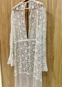 White Lace Kimono with Fringe