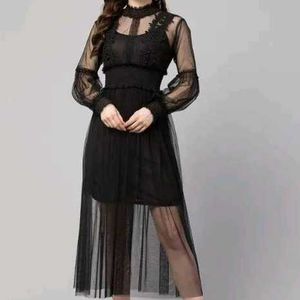 Black Sheer Midi Dress