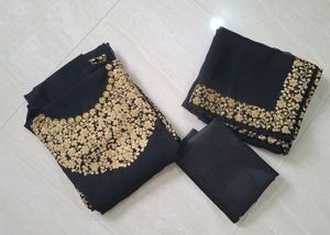 New Semi~Stitched Black Georgette Anarkali Suit✨