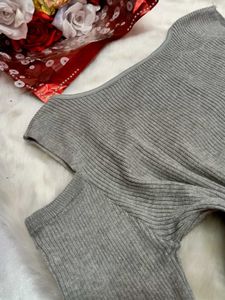 🤍Gray Cold Shoulder Crop Top🤍