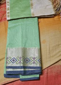 Elegant Green Kurta Material With Dupatta