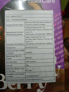 Bold Care Ultra Thin Strawberry Flavour Condoms