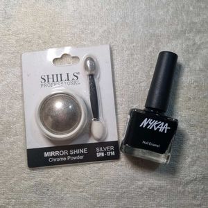 Nykaa Nail Enamel & Shills Chrome Powder