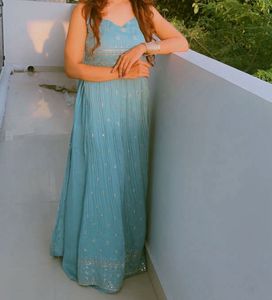 Elegant Blue Kurta with polazzo