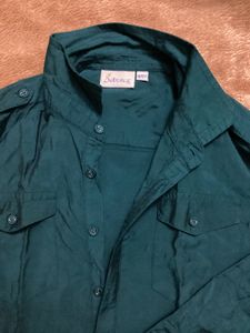 Teal Button-Up Kurta For Boys