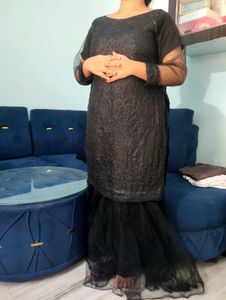 Black Embellished Kurta Set