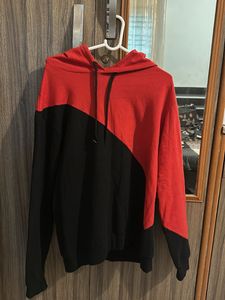 Red & Black Color Block Hoodie