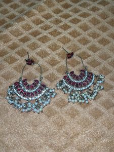 Red & Pearl Drop Earrings