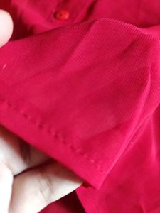 Korean Style Sheer Red Shirt
