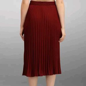 Burgundy Pleated Midi Skirt