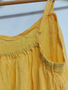 Yellow Short Peplum Top For Girls