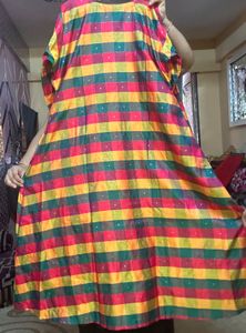 Colorful A-line Zari Buti Cotton Will Kurta