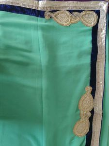 Teal Saree with Embellished Border