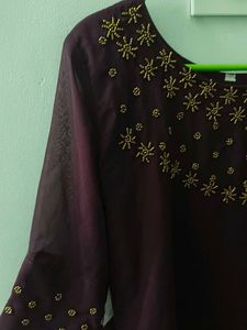 Elegant Maroon Embroidered Kurta