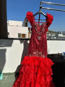 Red Fish Cut Trail Dress