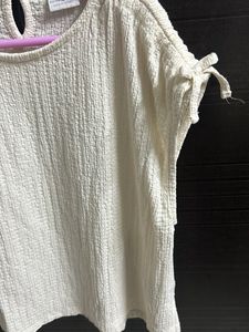 Zara Textured Tie Sleeve Top