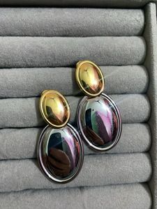 Oval Double Tone Earrings