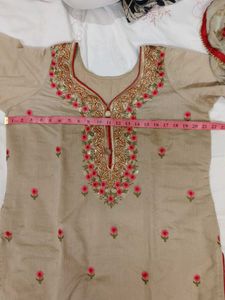 Elegant Embroidered Kurta Set With Garara