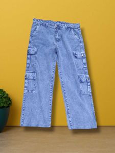 Denim Cargo Jeans For Ladies  Waist 34