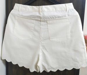 White Scalloped Shorts