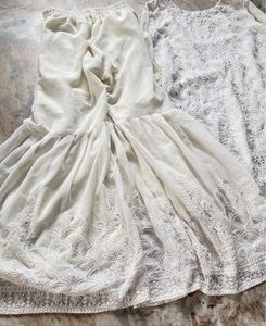 White Kurta And Flare Plazzo Set
