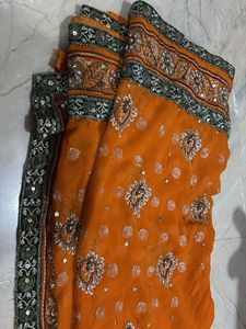 Orange Heavy Saree With Blouse