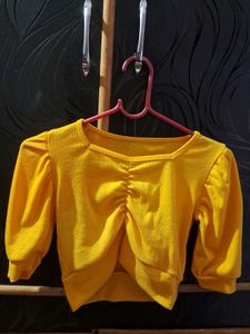 Yellow Ruched Cropped Top