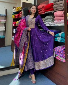 Elegant Purple Anarkali Kurta Set