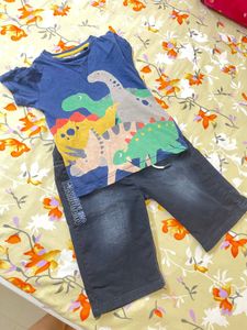 Combo Of Capri With T Shirt For 3-4 Yrs Old Kid