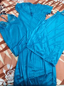 Women Fancy Solid 3 Piece Nighty Unused💙