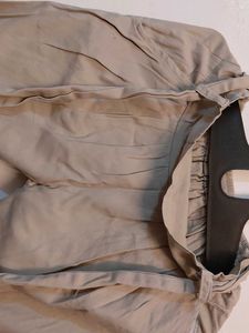 Beige belted pants