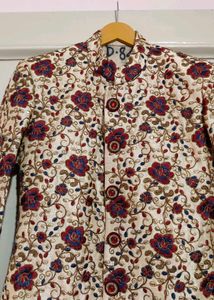 Rad+Blue Floral Design Sherwani
