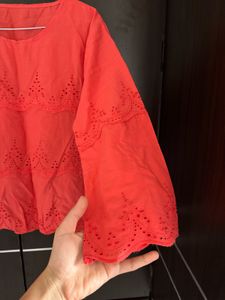 Orange Cutout Detail Top