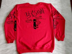 Red Graphic Print Oversized Sweatshirt L Size