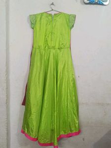 Pink &amp; Green Embroidered Dress