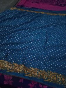 Blue Floral Embroidered Fabric