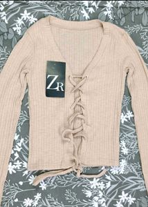 Cute Tan Long Sleeve Top