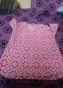 Pink Cotton Short Kurti